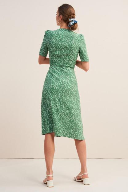 Floral Short Sleeve V-Neck Midi Dress