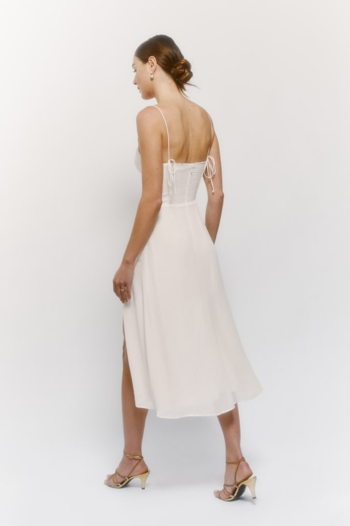 Chiffon cami slit dress White