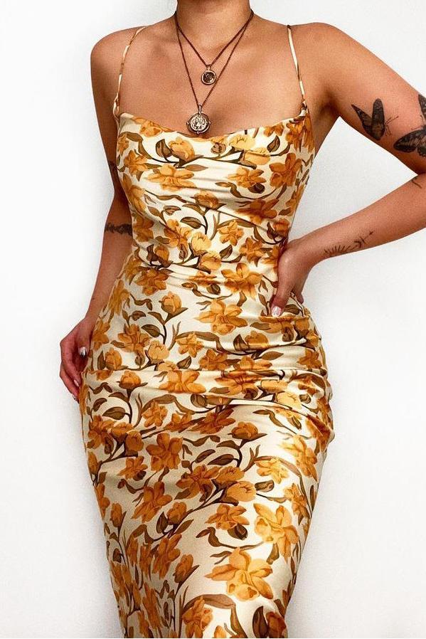 Floral Cami Sleeveless Midi Dress