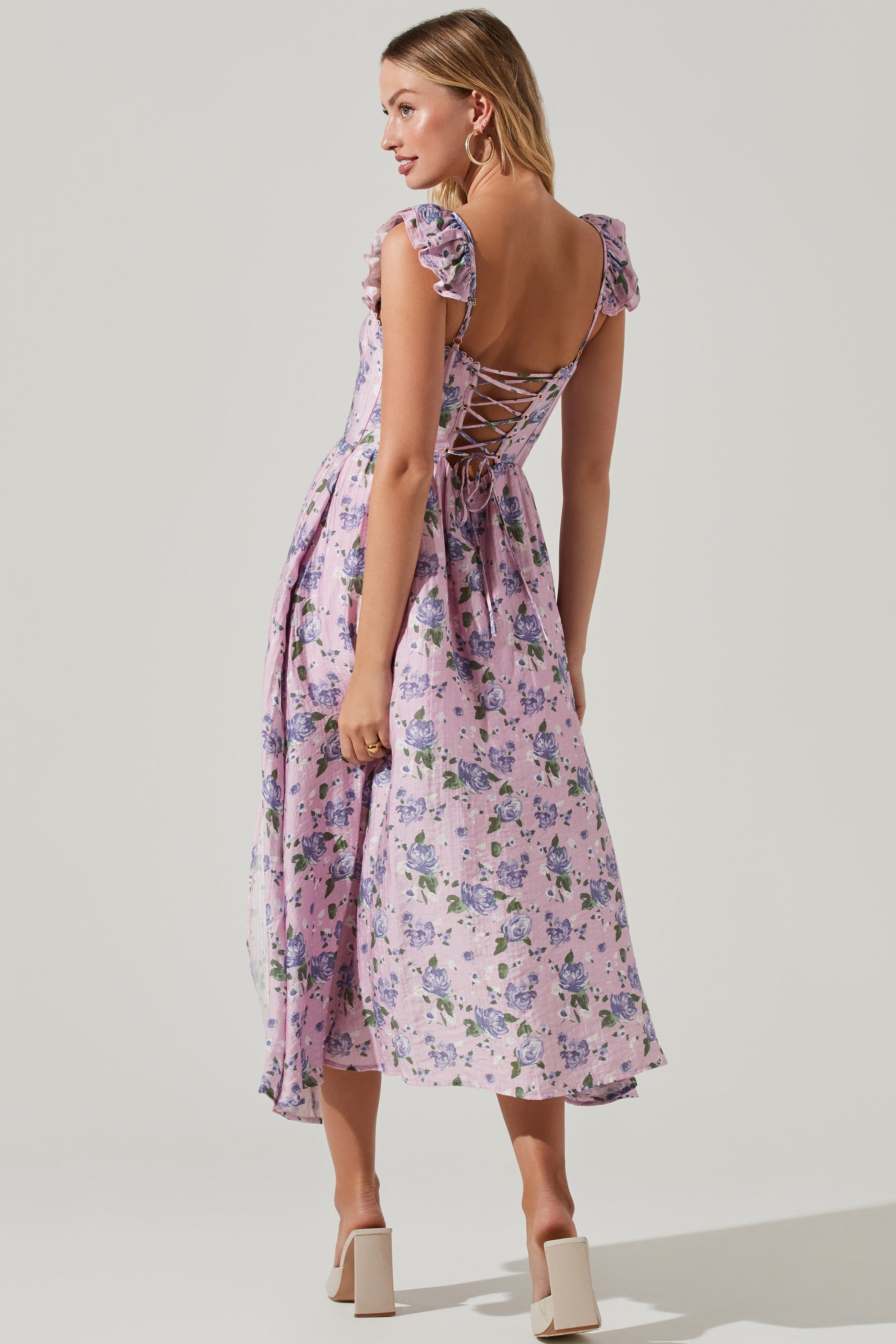 Floral Bustier Ruffle Hem Cami Slit Midi Dress – jardinvue
