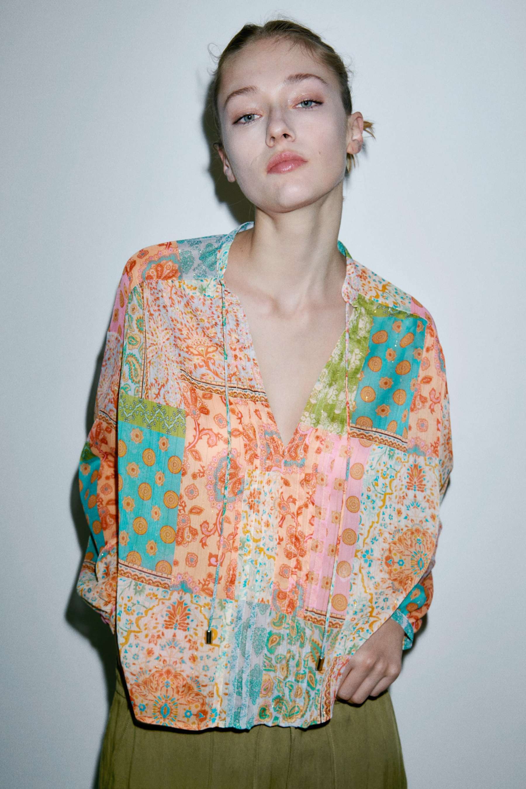 Floral color block Blouse