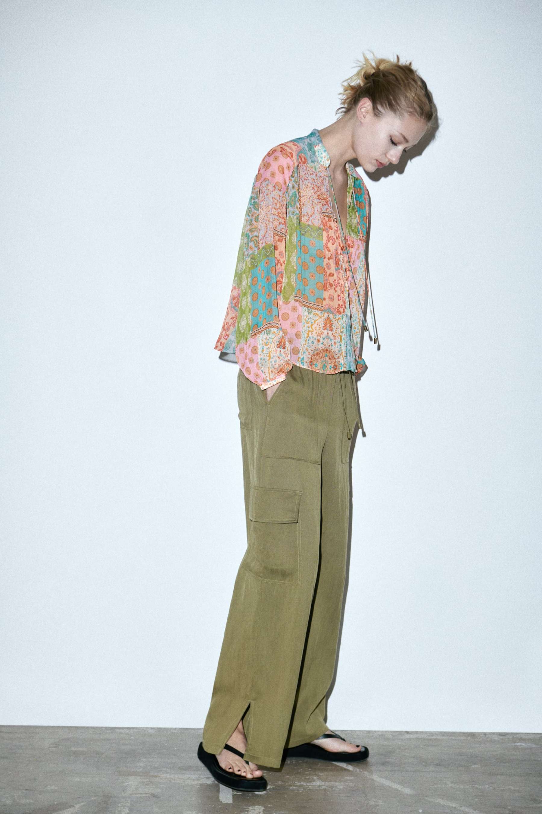 Floral color block Blouse