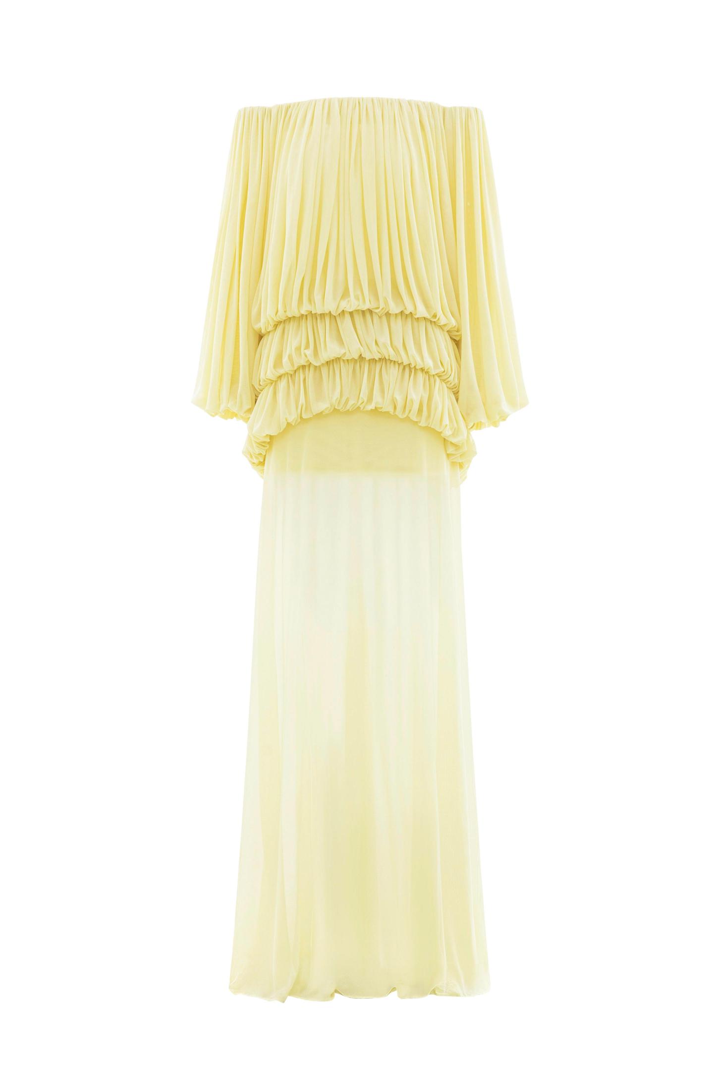Off Shoulder Gathering Top & Mid Waist Midi Skirt Set