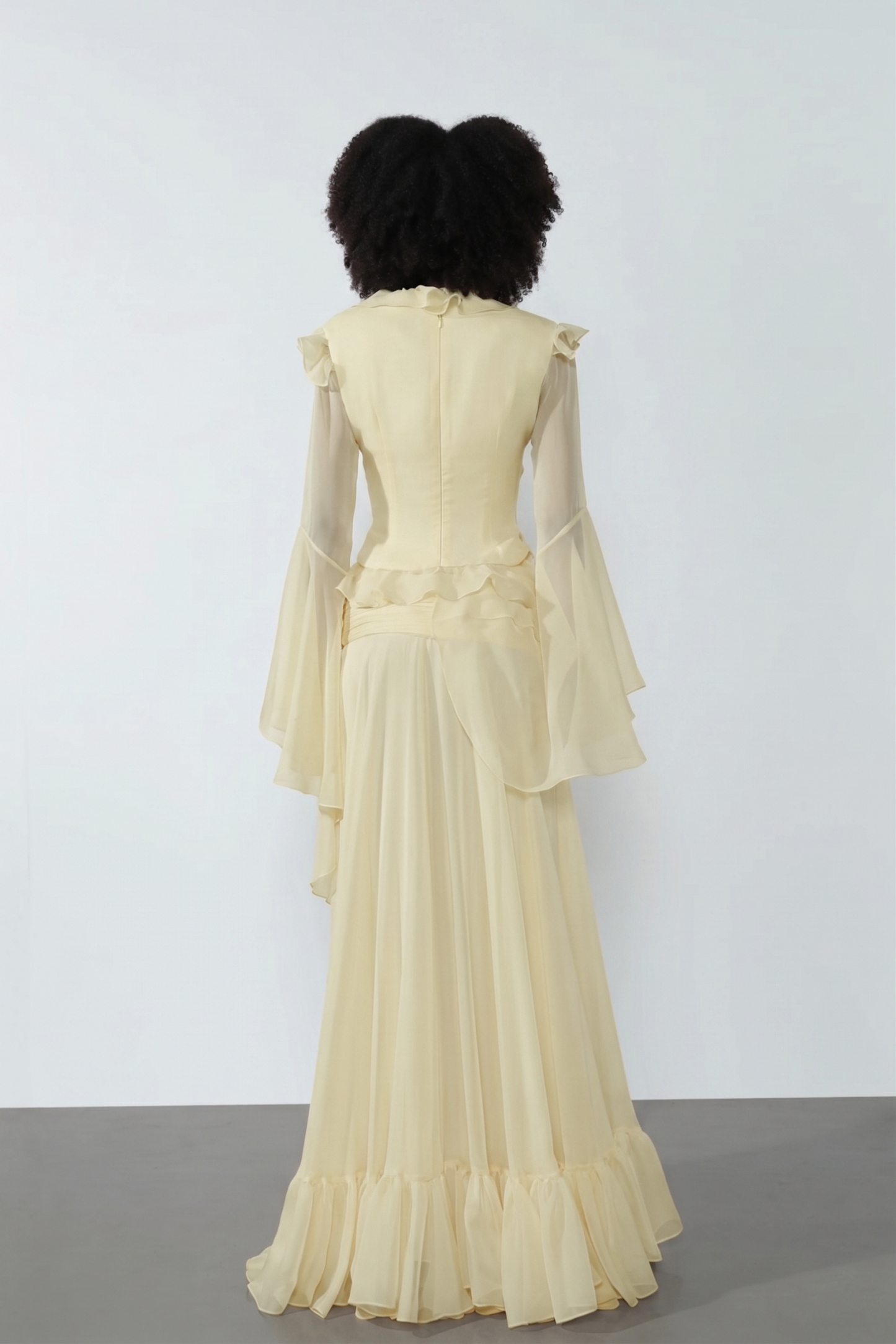 V-Neck Bell Sleeve Top & High Waist Maxi Skirt Set