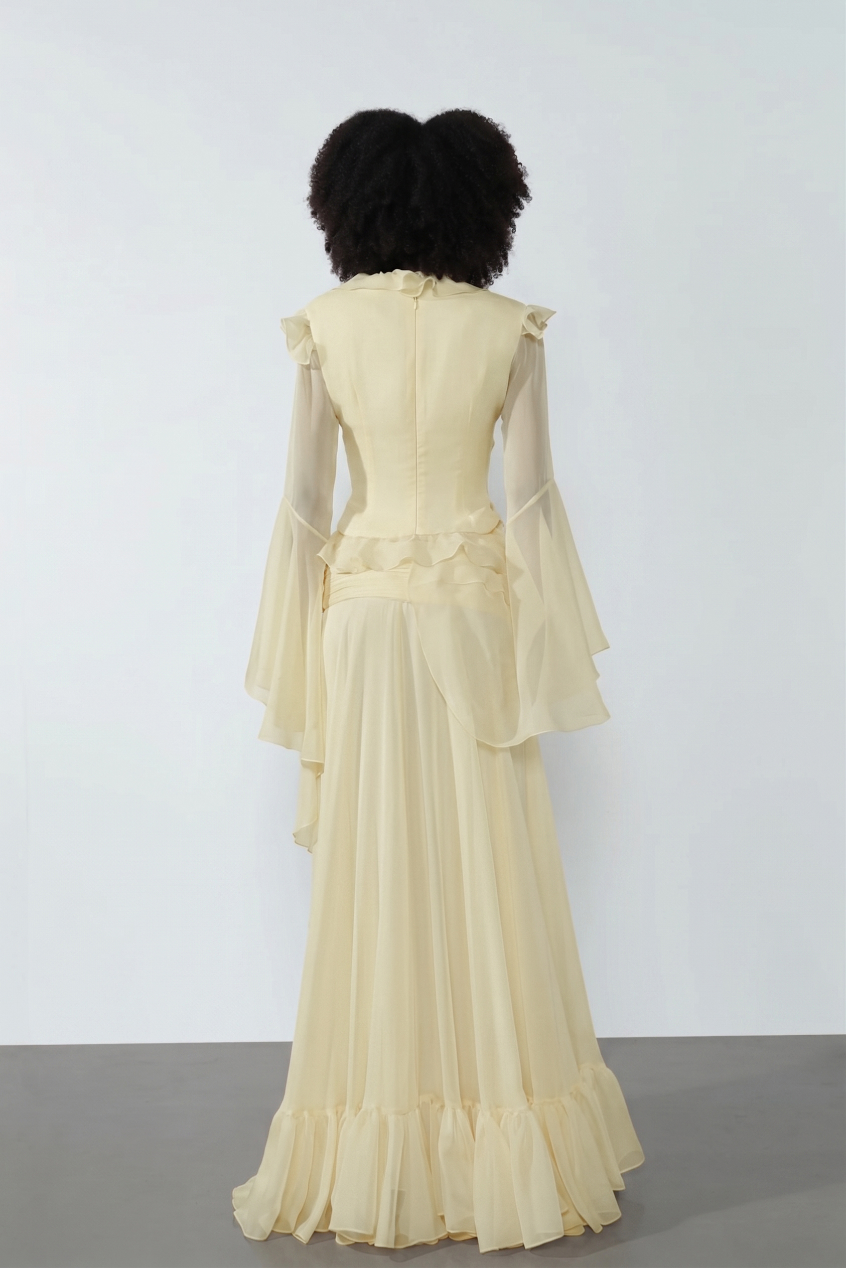 V-Neck Bell Sleeve Top & High Waist Maxi Skirt Set