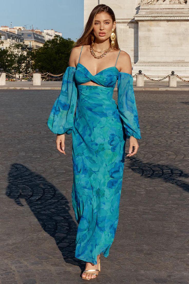 Floral Off-Shoulder Knot Cami Maxi Dress