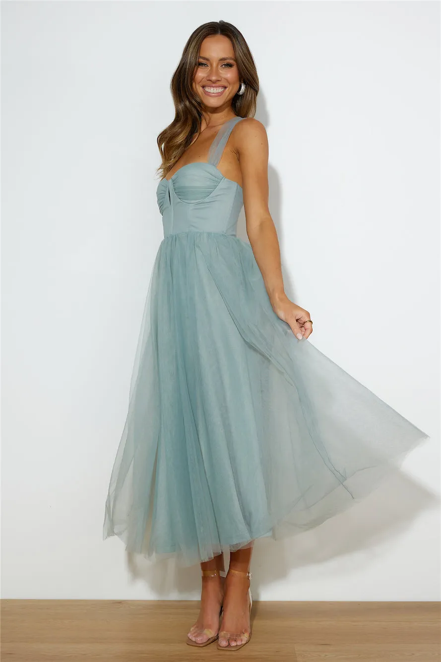 Corset Lace Up Midi Dress Blue  JardinVue