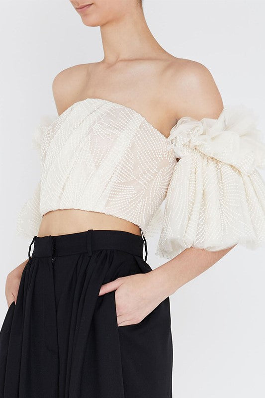 Off-Shoulder Backless Broderie Tube Top