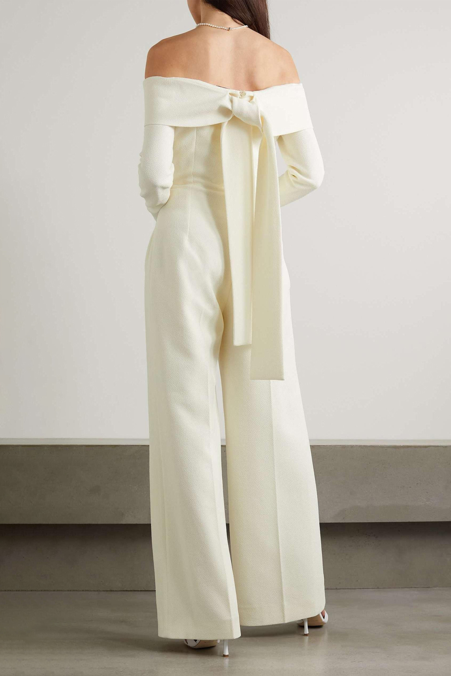 Off-Shoulder Lace Up Jumpsuit