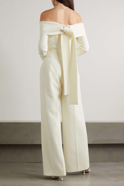 Off-Shoulder Lace Up Jumpsuit