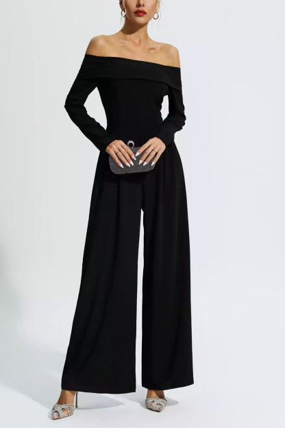 Off-Shoulder Lace Up Jumpsuit