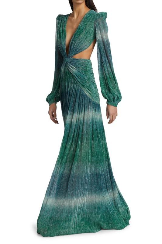 Gradient Lantern Sleeve V-Neck Waistless Maxi Dress – JardinVue