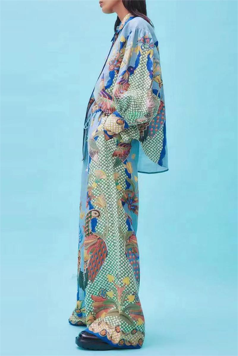 Boho Lantern Sleeve Lapel Buckle Suit