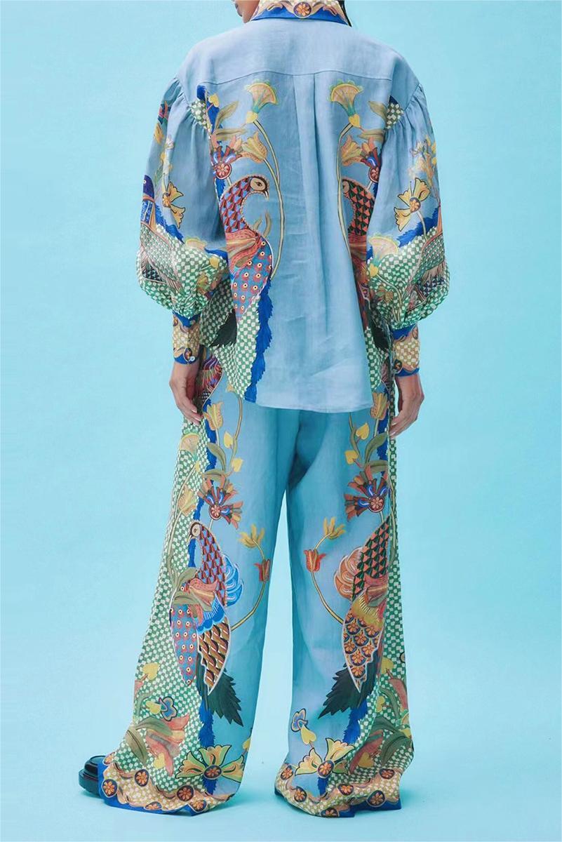 Boho Lantern Sleeve Lapel Buckle Suit
