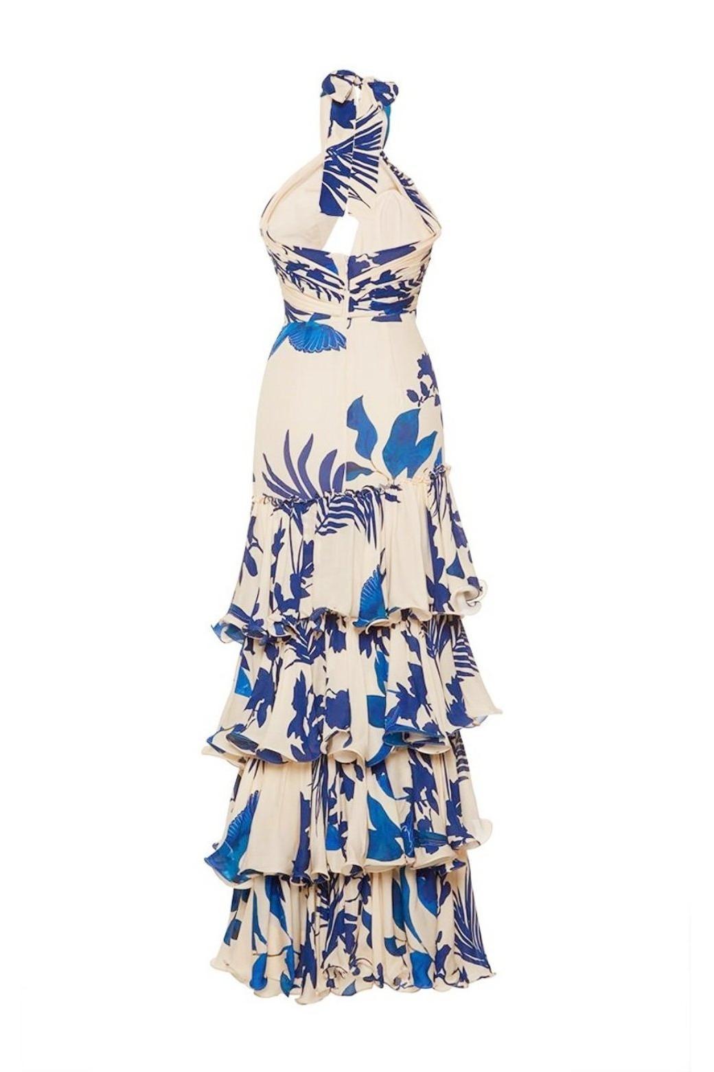 Sleeveless Halter Neck Lace Up Ruffle Hem Midi Dress