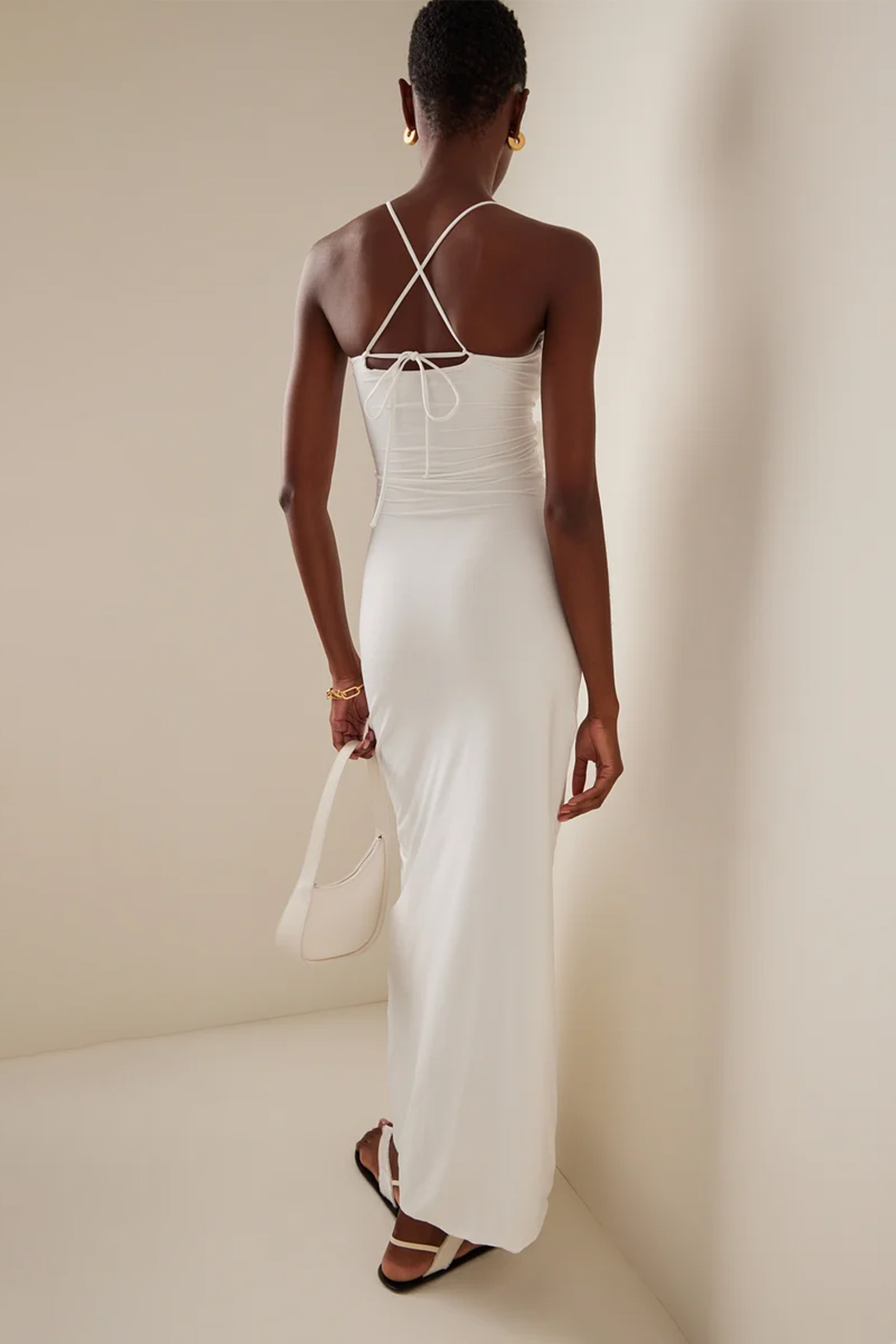 Halter Neck Cut-Out Slit Maxi Dress