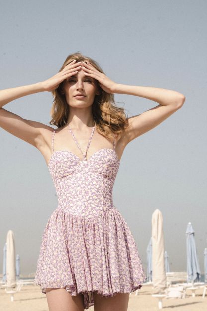 Floral Cami Halter Neck Mini Dress