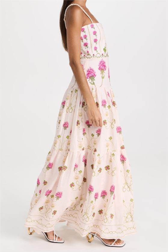 Floral Cami Tapered Waist Midi Dress