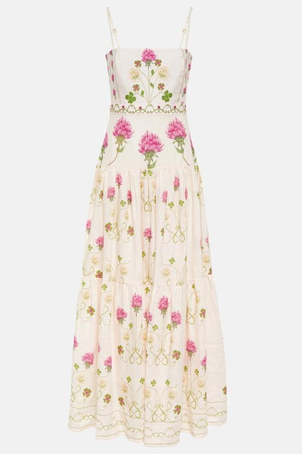 Floral Cami Tapered Waist Midi Dress