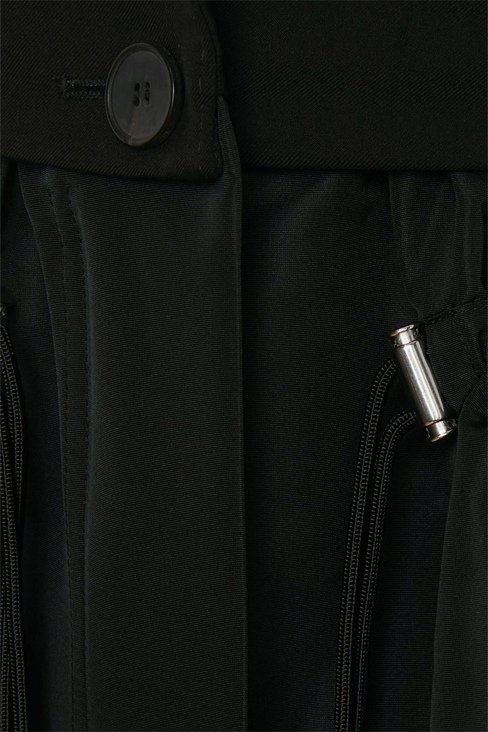 Drawstring Ruffle Hem Blazer Black