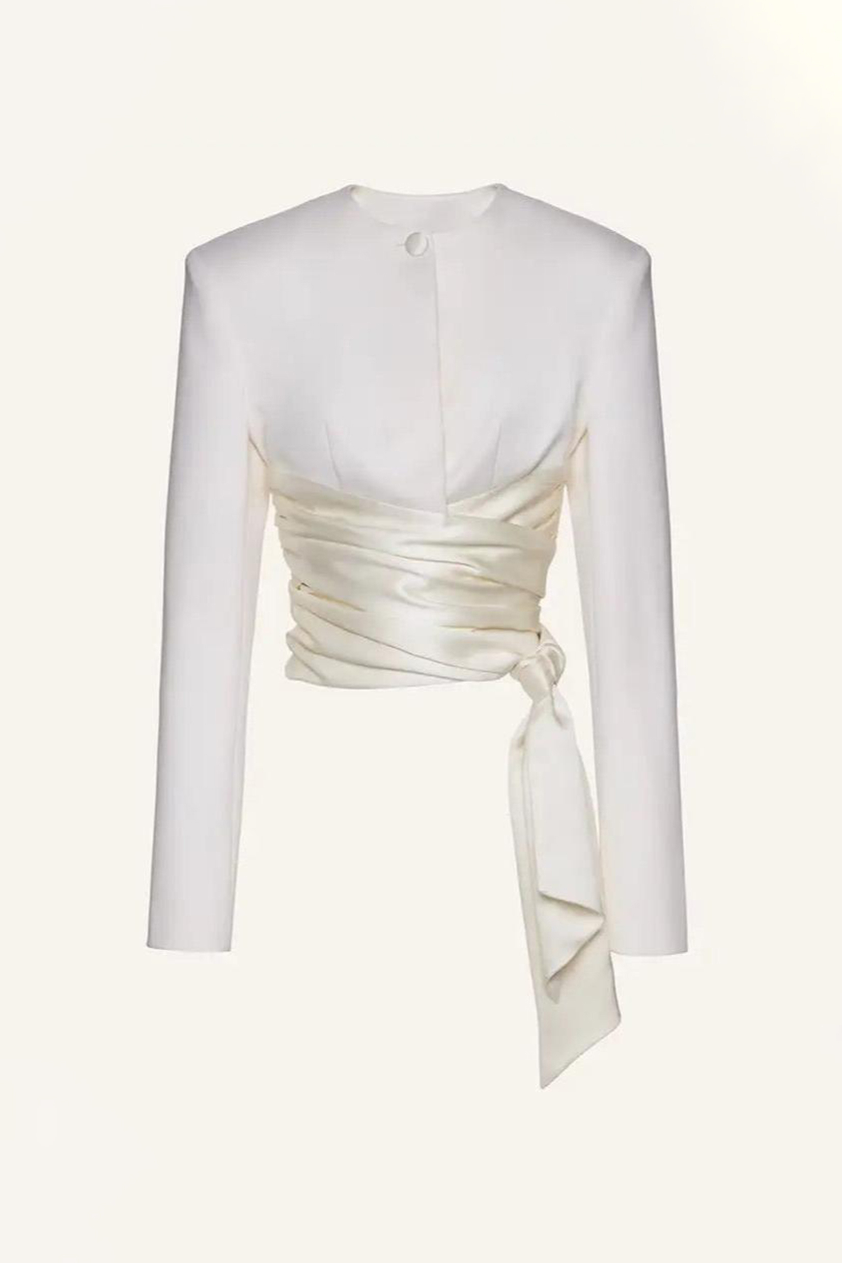 Long Sleeve Lace Up Two-piece Set White