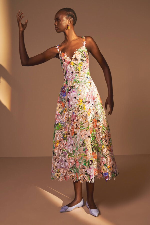 Floral Embroidered Lace Midi Dress – JardinVue