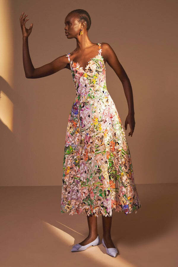 Floral Embroidered Lace Midi Dress