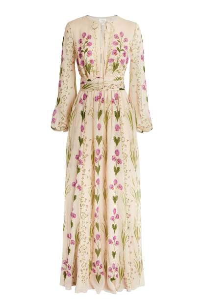 【期間限定お試し価格】 Floral Print JardinVue – Dress Maxi Sleeve Long トップス