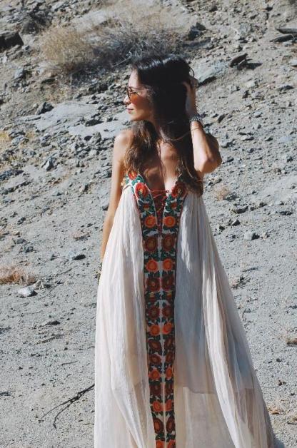 Embroidered Sleeveless Split Maxi Dress