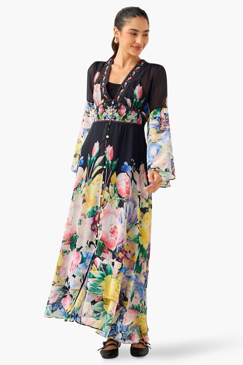 Floral Long Sleeve Maxi Dress