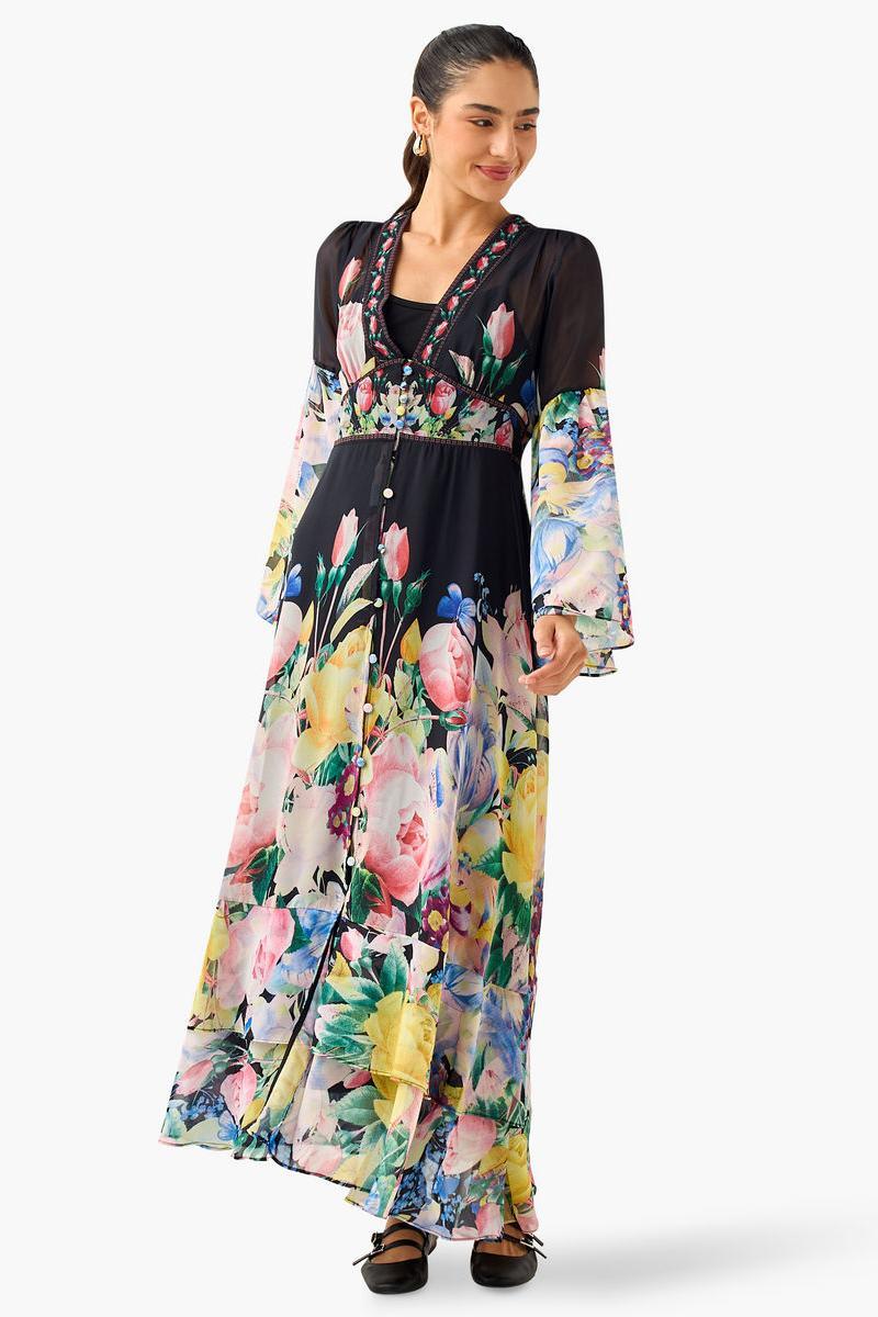 Floral Long Sleeve Maxi Dress