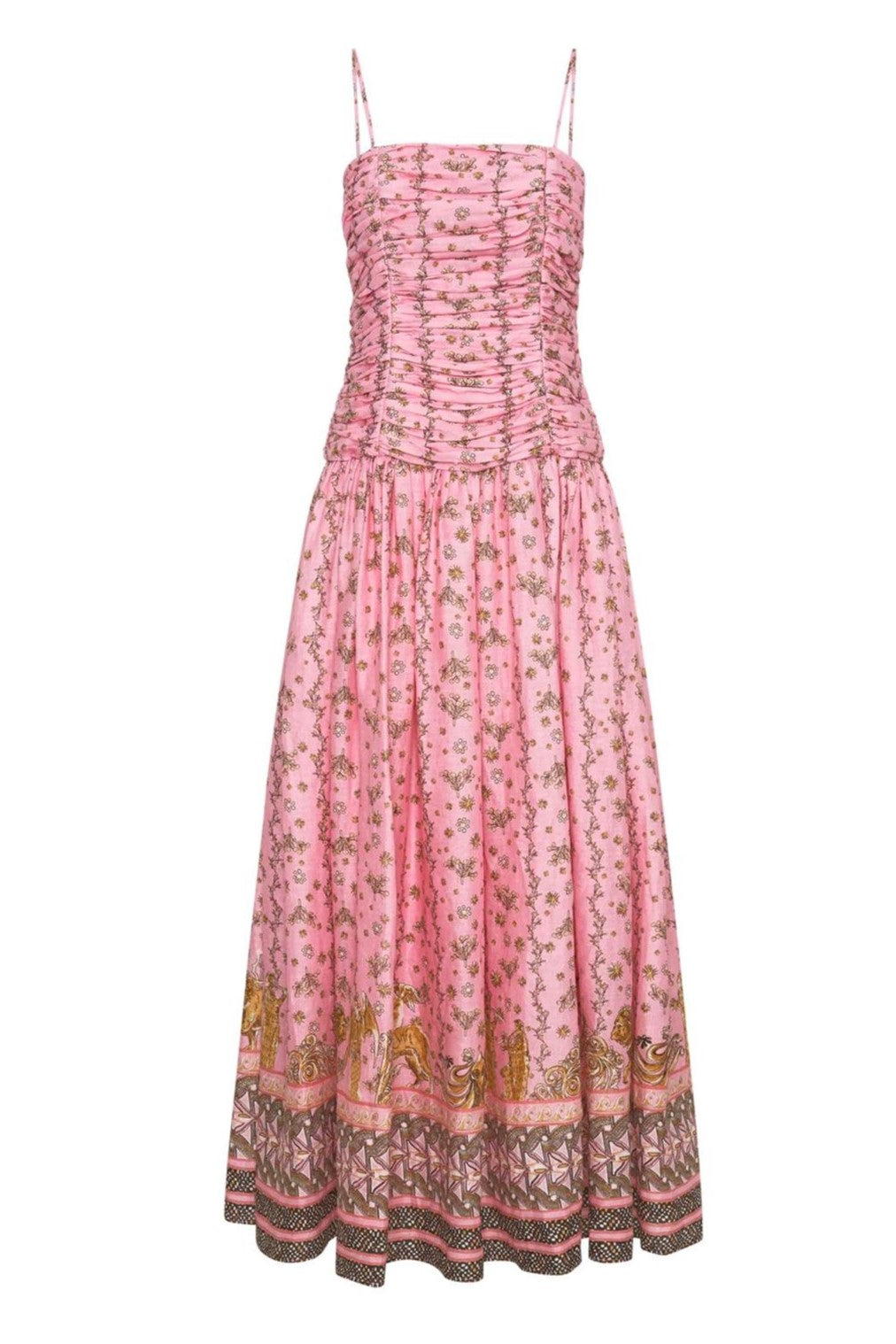 Floral Sleeveless Shirring Maxi Dress