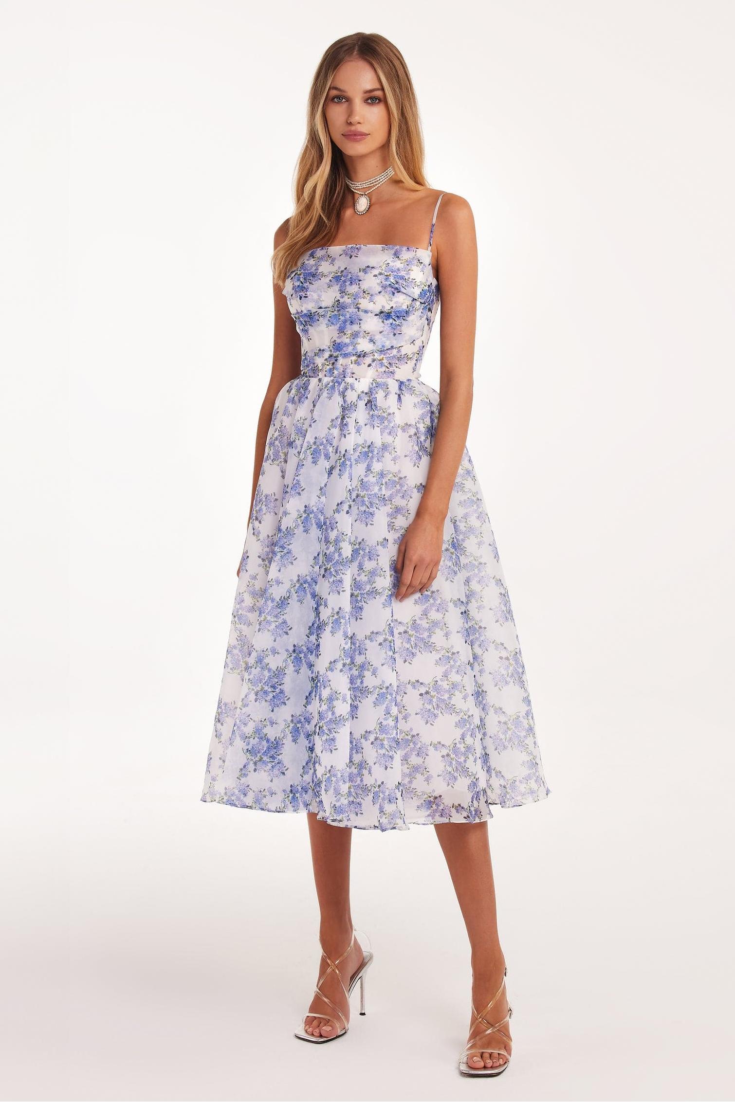 Floral Backless Lace Up Slip Midi Dress