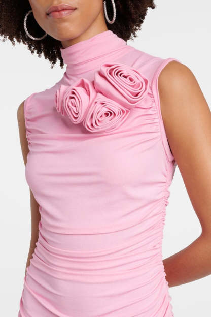 3D Floral Knit Sleeveless Midi Dress