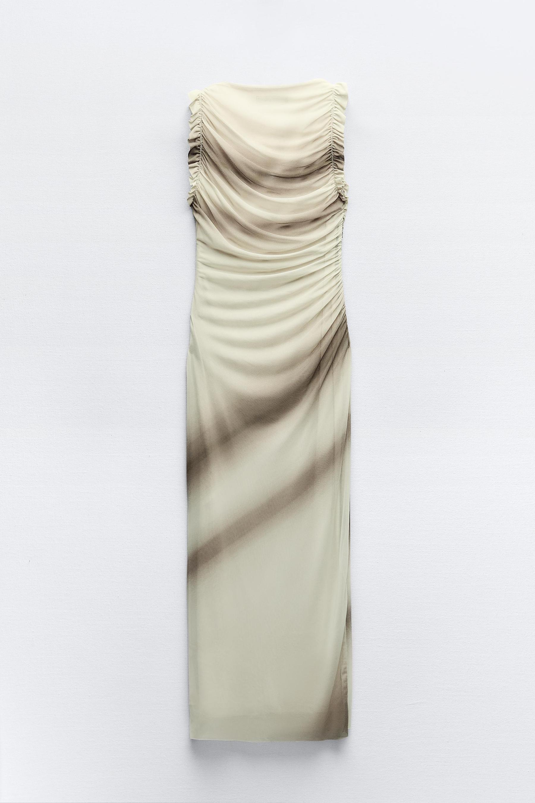 Mesh Printed Sleeveless Midi Dress