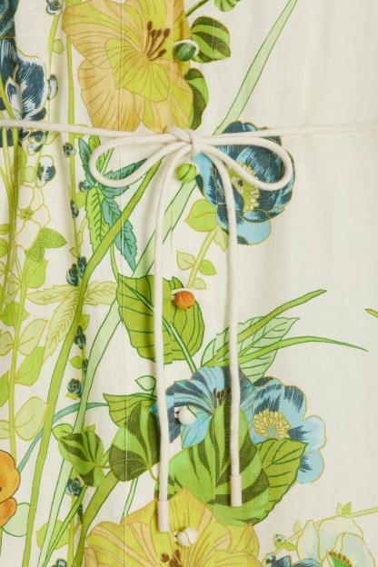 Floral Lantern Sleeve Bottom Midi Dress