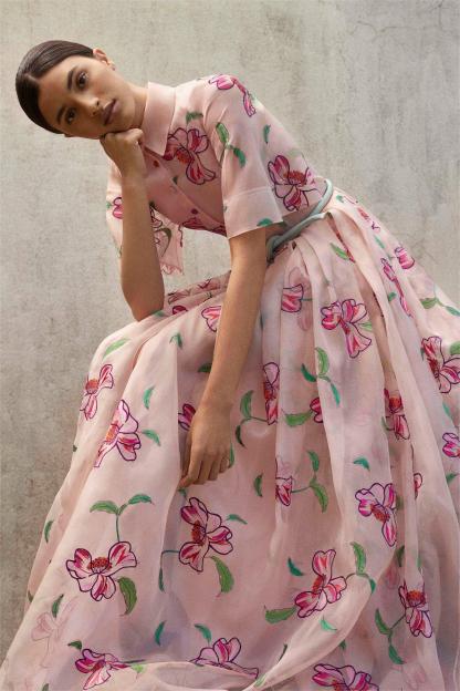 Floral Short Sleeve Bottom Midi Dress