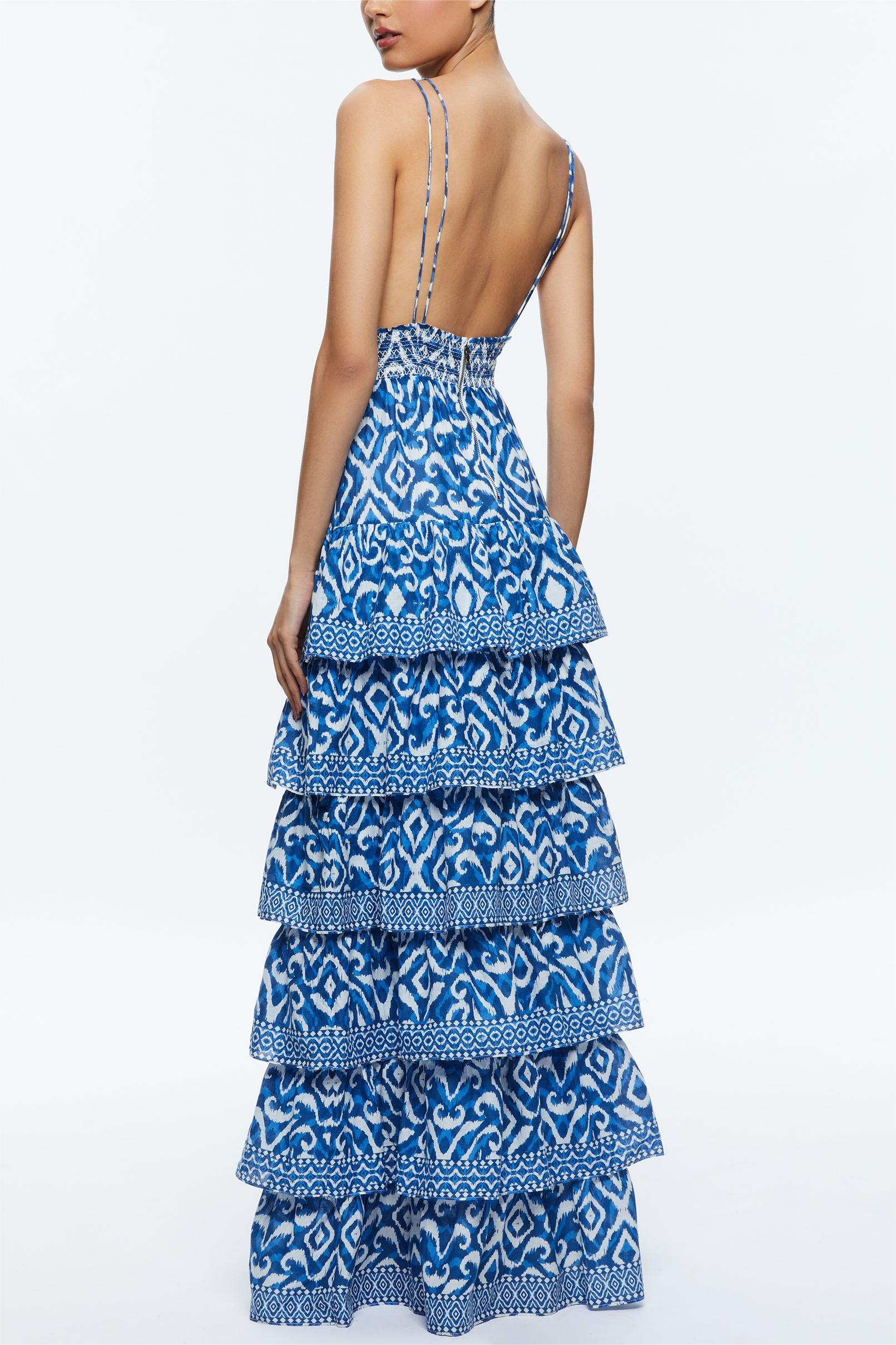 Paisley Print Smocking Tiered Slip Maxi Dress