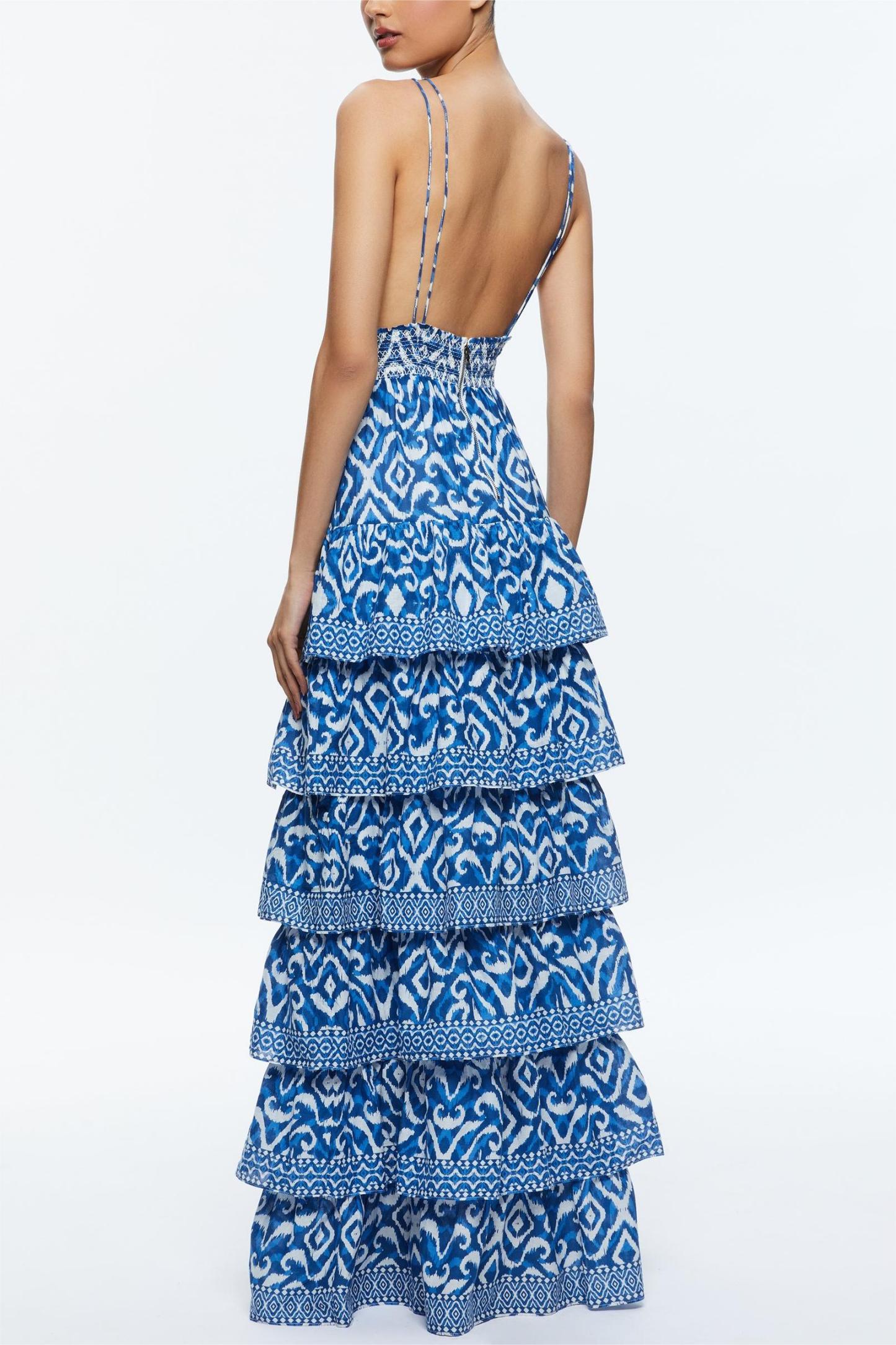 Paisley Print Smocking Tiered Slip Maxi Dress