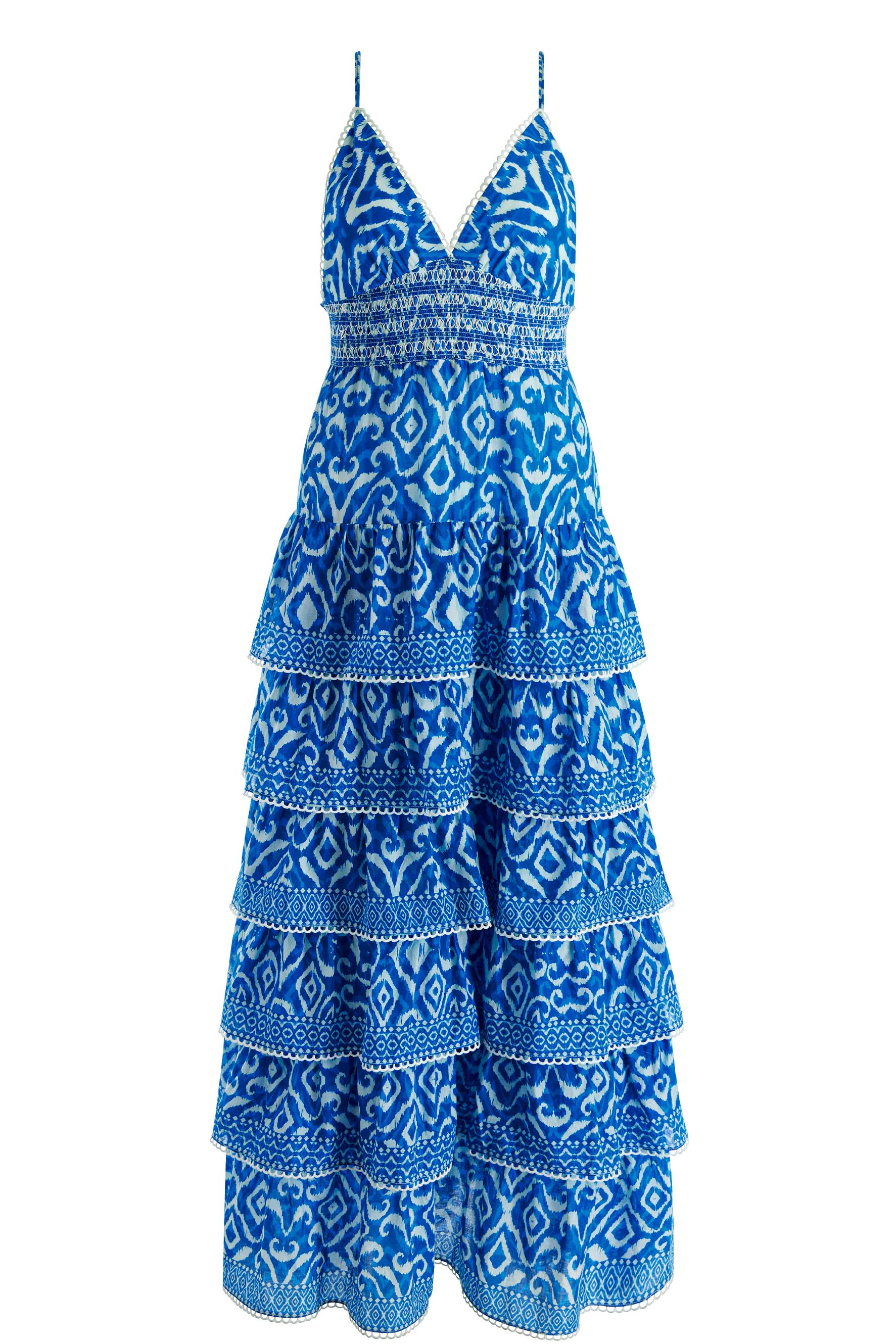 Paisley Print Smocking Tiered Slip Maxi Dress