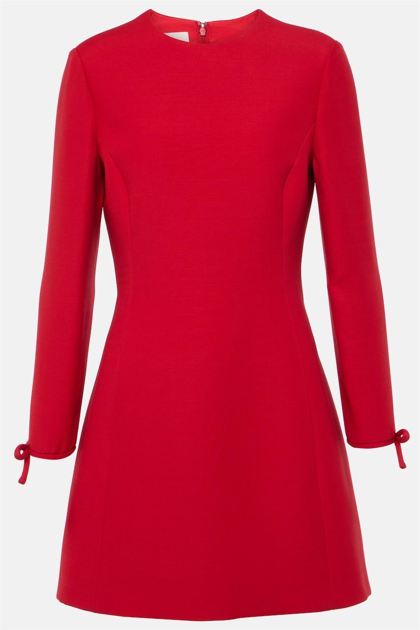 Bow Long Sleeve Pocket Mini Dress