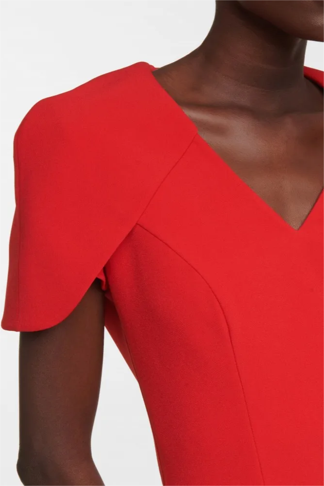 Solid V-Neck Shawl Midi Dress