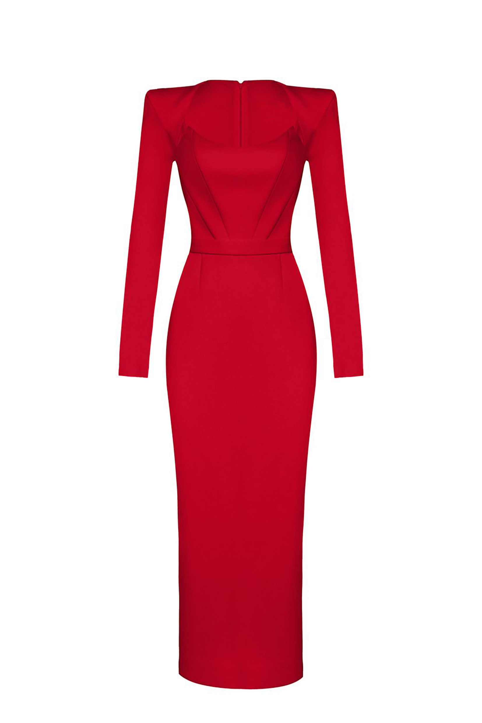 Jersey Solid Long Sleeve Midi Dress