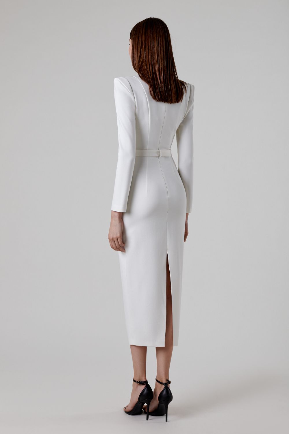 Jersey Solid Long Sleeve Midi Dress