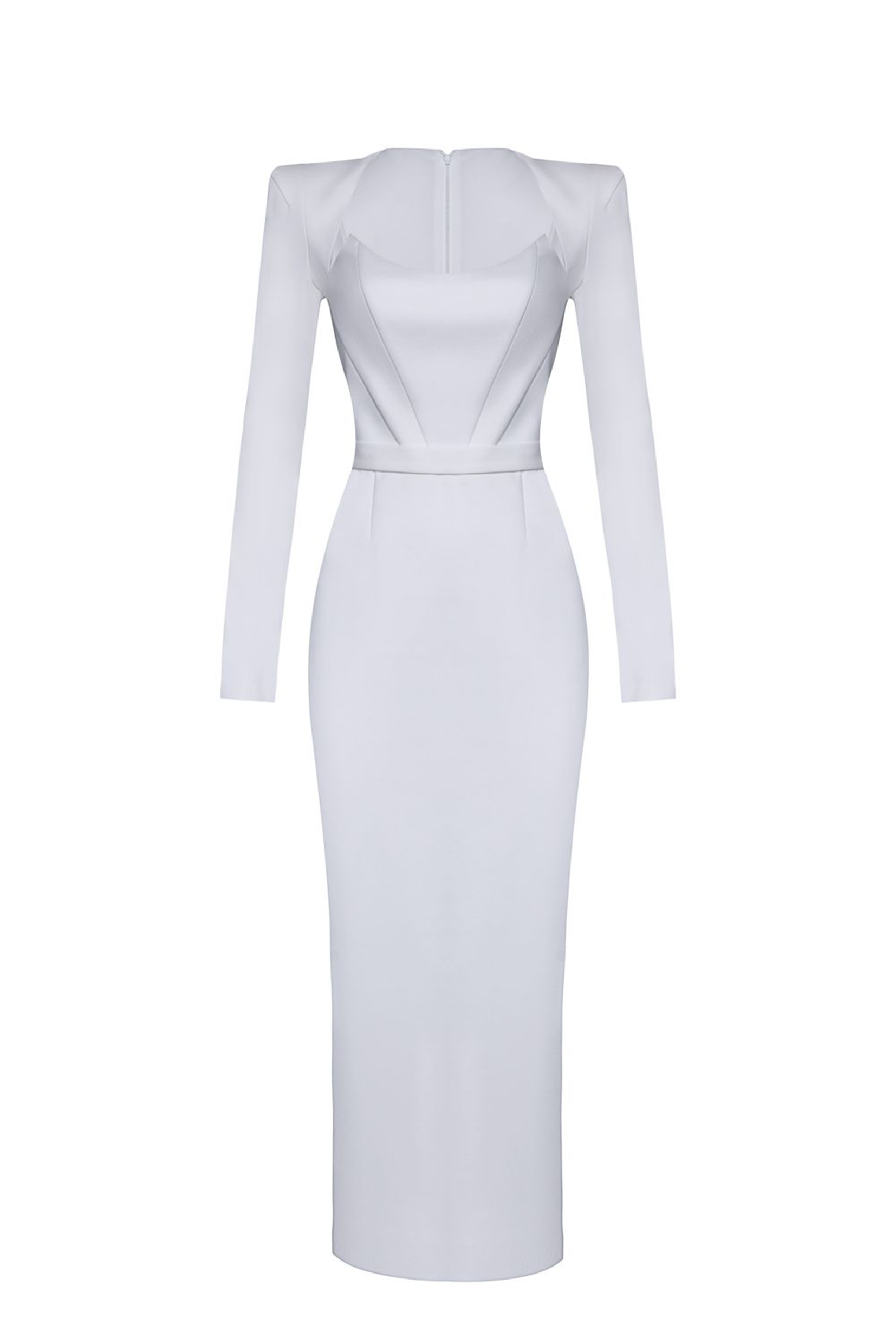 Jersey Solid Long Sleeve Midi Dress