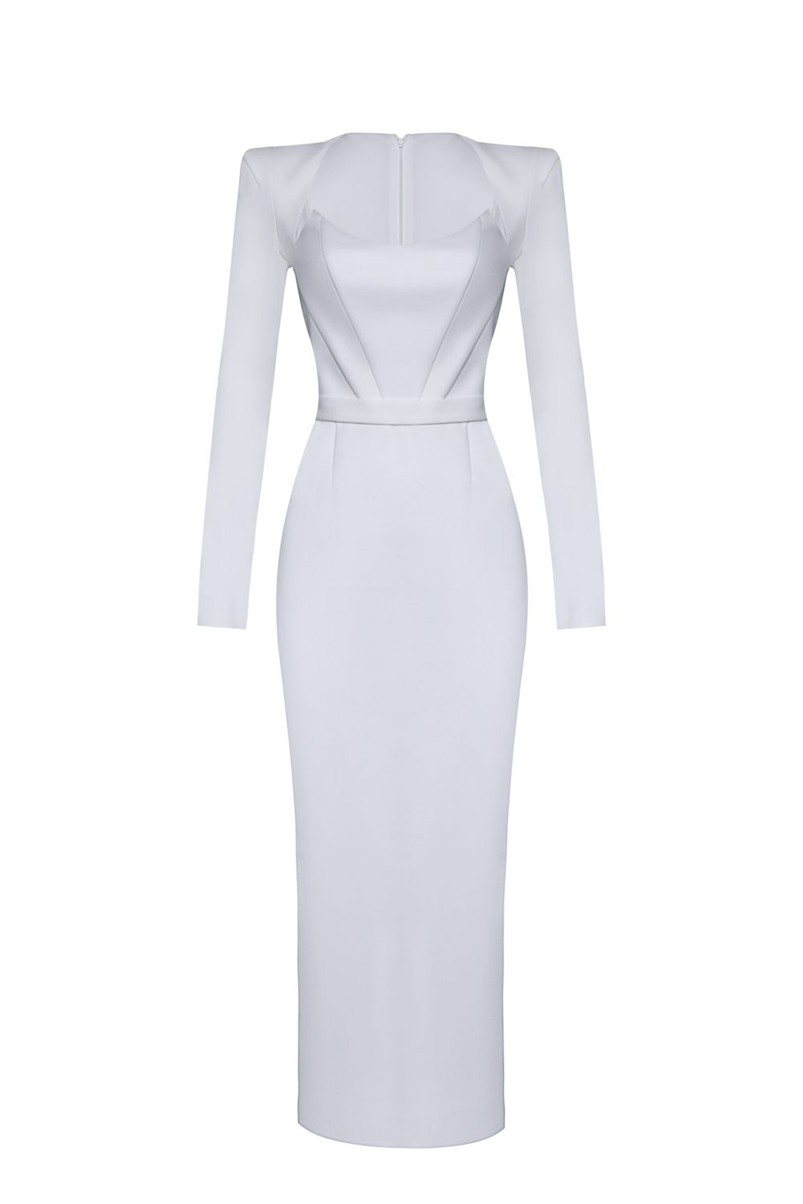 Jersey Solid Long Sleeve Midi Dress