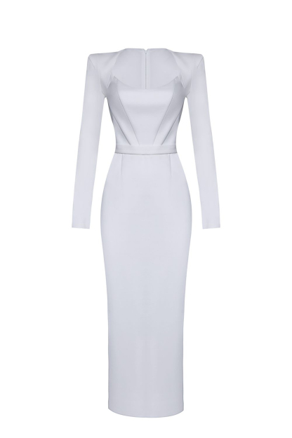 Jersey Solid Long Sleeve Midi Dress