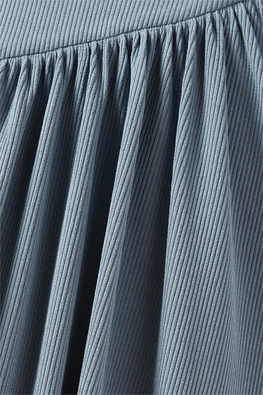 Jersey Solid Ruched Long Sleeve Midi Dress