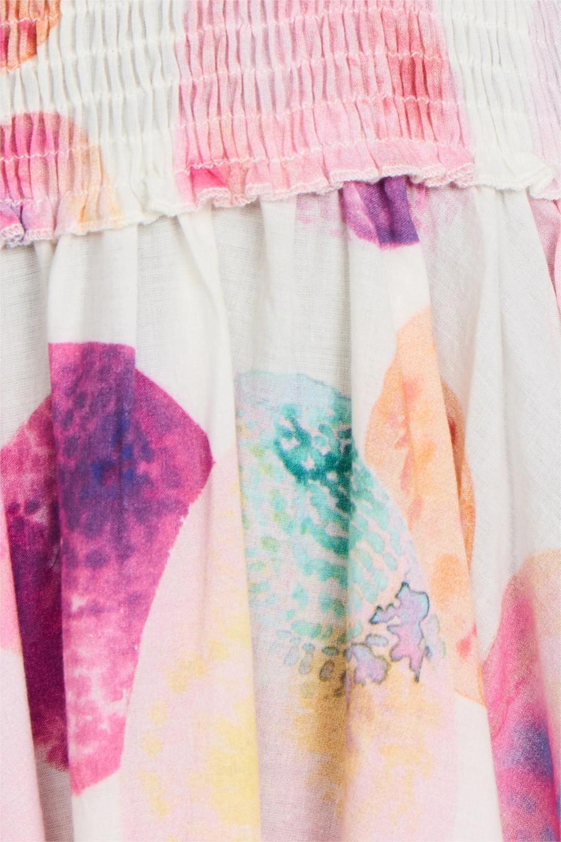 Geometric Patterns Smocking Midi Dress