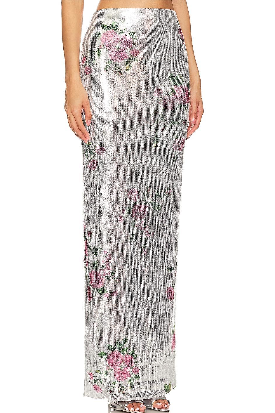 Floral Sequin High Waist Midi Skirt